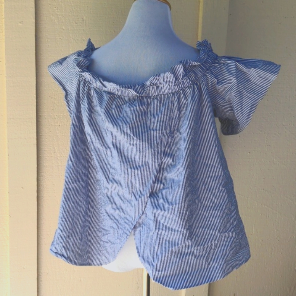 Rachel Roy Erla Seersucker Off-the-Shoulder Top - Picture 6 of 8